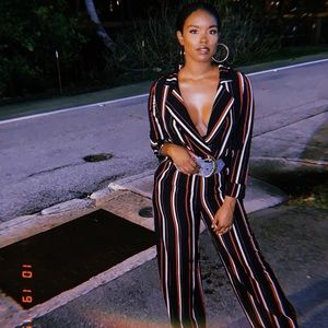 Red, Black & White Jumpsuit